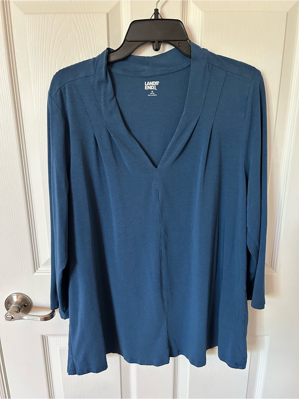 Lands' End Steel Blue V‑Neck Women's Top